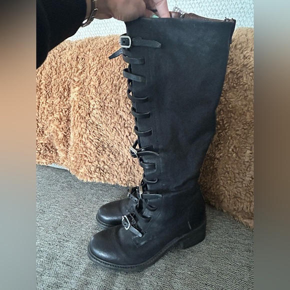A.S.98 Black Lace-Up Buckle Boots - Picture 3 of 10